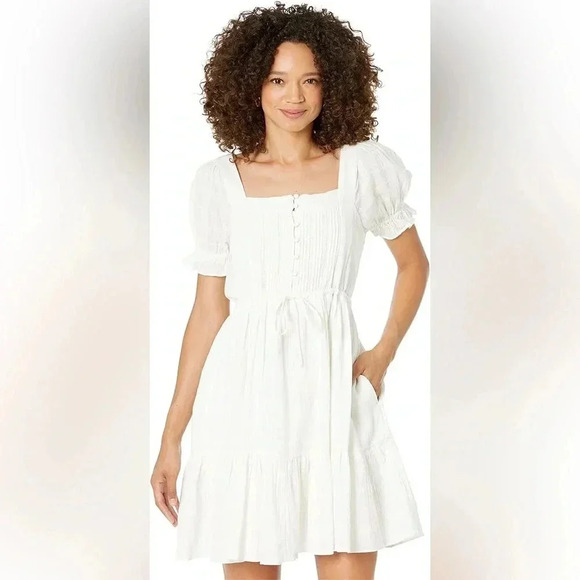 Madewell Puff-Sleeve Drawstring Mini Dress - Picture 4 of 9